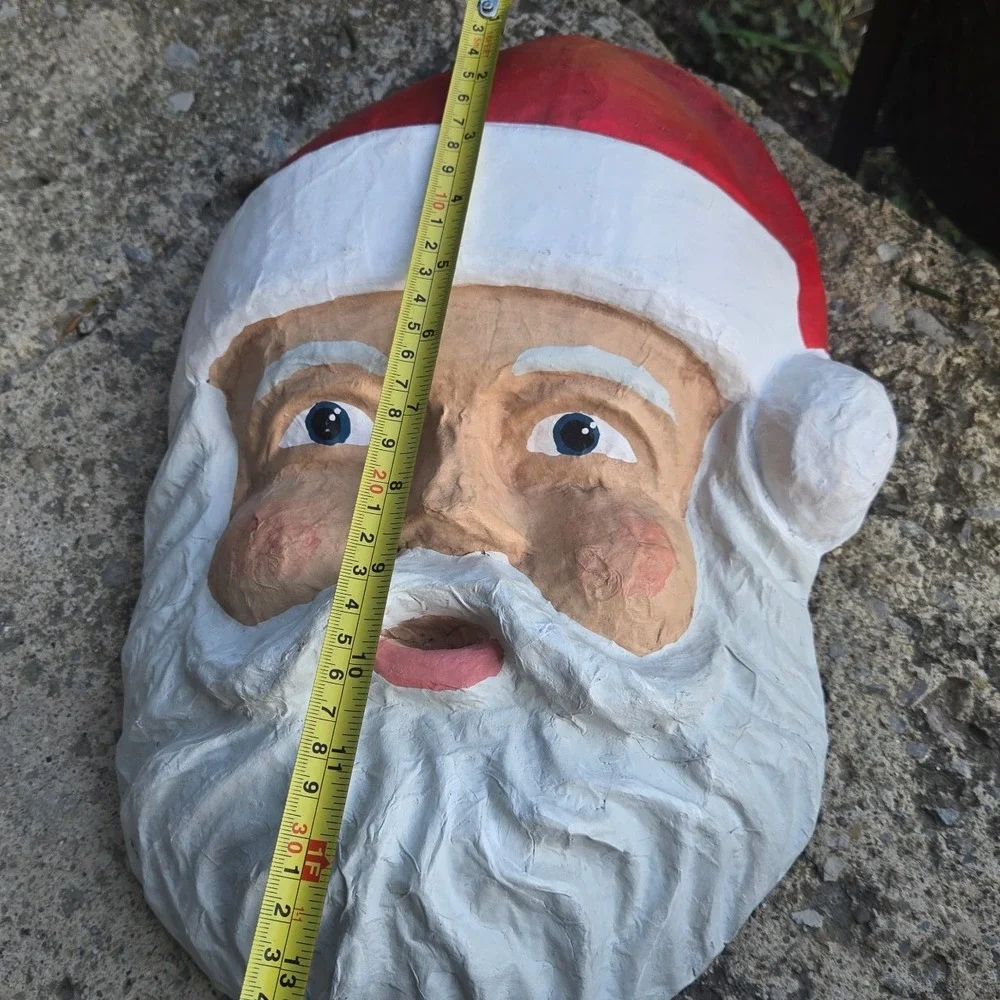 Vintage Santa Claus Head Paper Mache Christmas  Decor hand-made